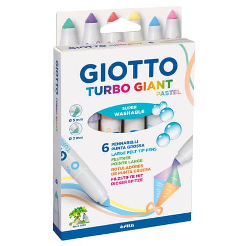 Pennarelli Giotto Turbo Giant in conf. 6 colori Pastel assortiti F431000